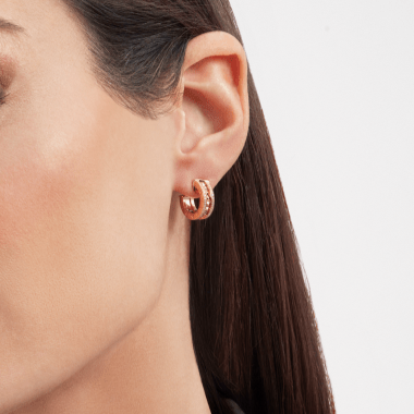 [Renovia Jewelry]ZERO 1 ROCK GOLD EARRINGS WITH STUDDED SPIRAL AND PAVED DIAMONDS