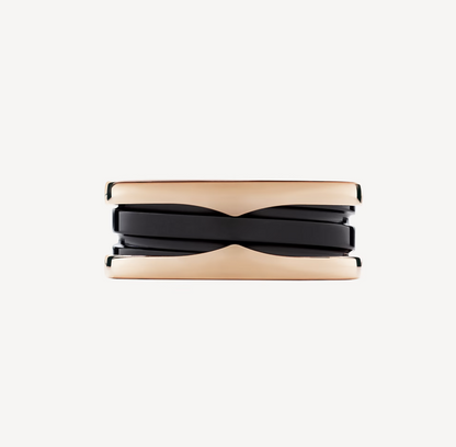 [Renovia Jewelry]ZERO 1 TWO-BAND LOOPS AND BLACK CERAMIC PINK GOLD RING