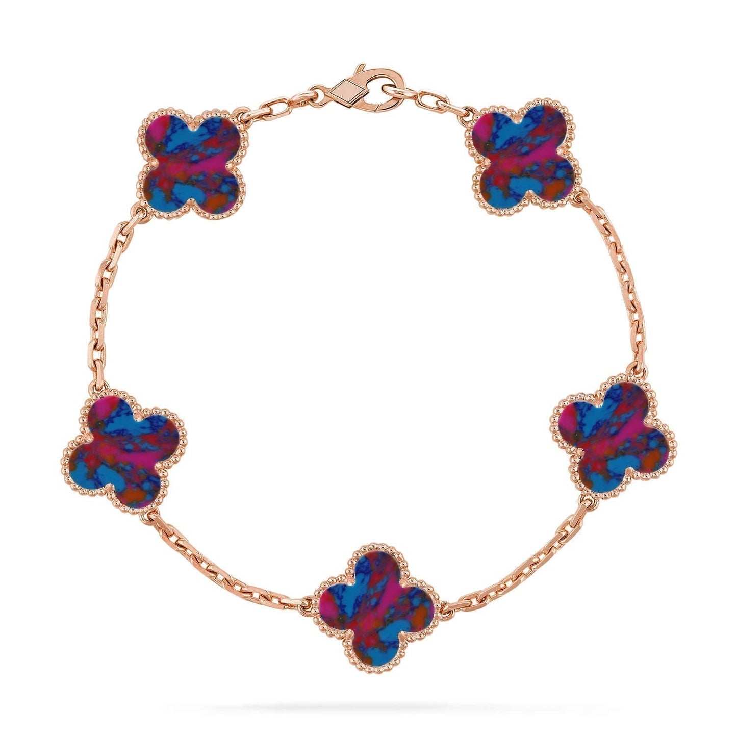 [Renovia Jewelry]CLOVER 5 MOTIF COLOR GEMSTONES BRACELET COLLECTION