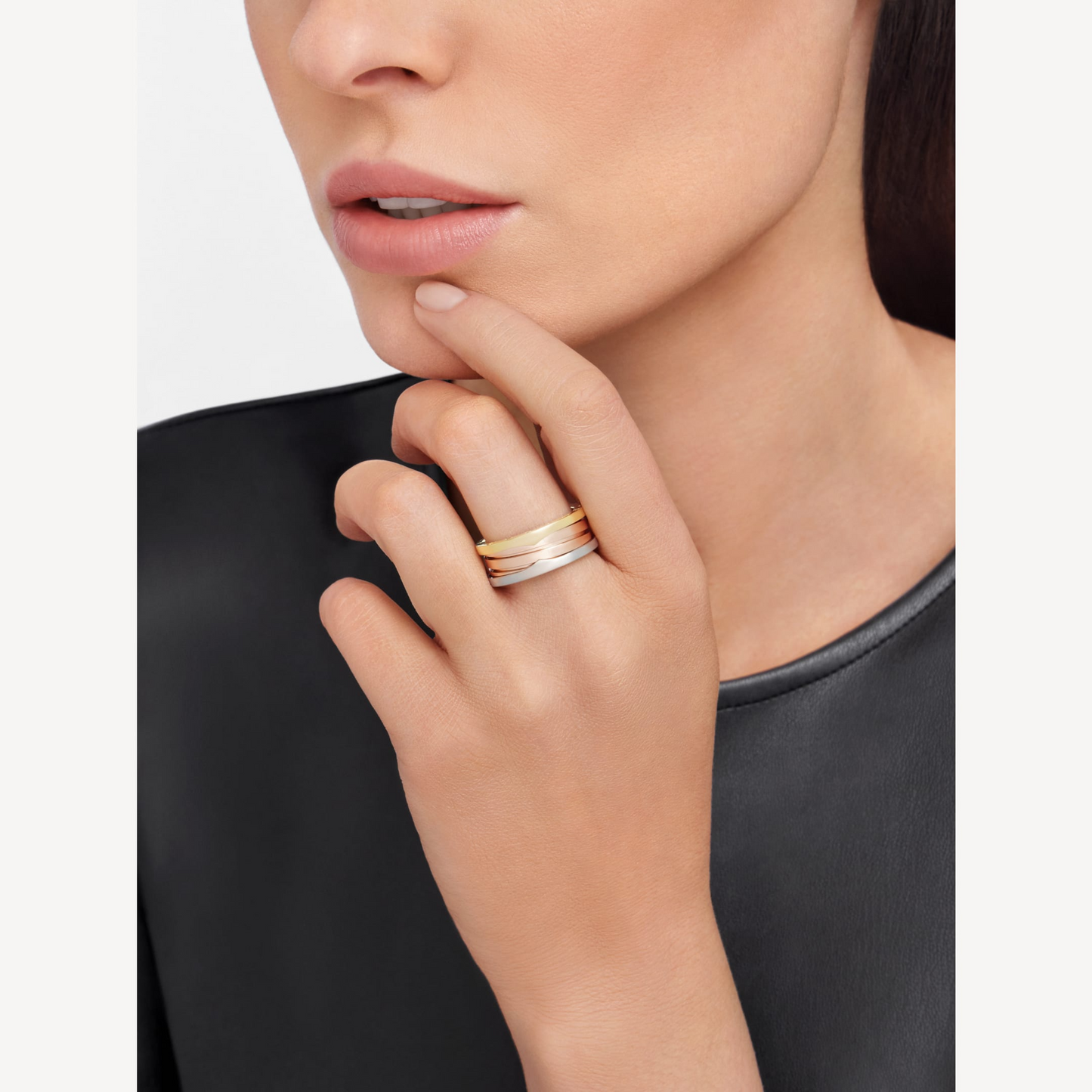 [Renovia Jewelry]ZERO 1 THREE-BAND ROSE WHITE AND YELLOW RING
