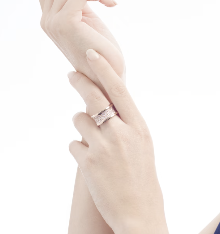 [Renovia Jewelry]ZERO 1 WITH PAVED DIAMONDS ON THE SPIRAL RING