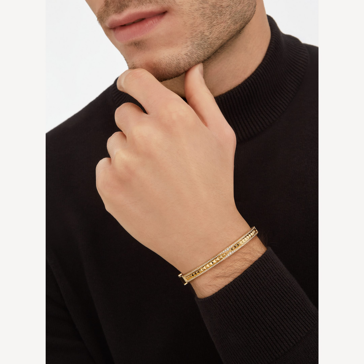 [Renovia Jewelry]ZERO 1 SPIRAL AND PAVED DIAMOND GOLD BRACELET