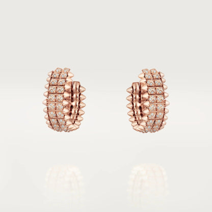[Renovia Jewelry]CLASH 9.2MM FULL DIAMOND DOUBLE ROW EARRINGS