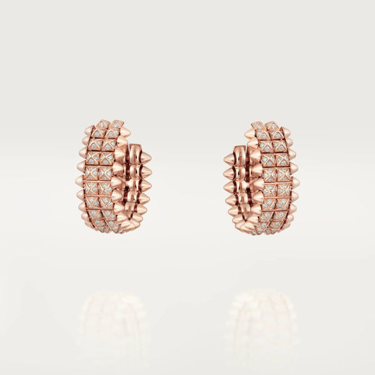 [Renovia Jewelry]CLASH 9.2MM FULL DIAMOND DOUBLE ROW EARRINGS