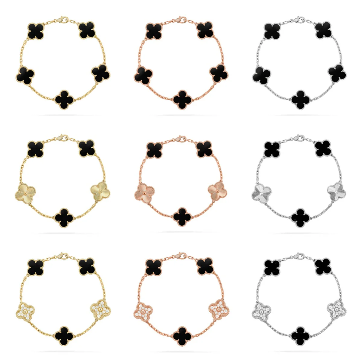 [Renovia Jewelry] CLOVER 5 MOTIF ONYXS BRACELET COLLECTION