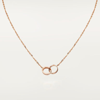 [Renovia Jewelry]LOVE DOUBLE RING HALF DIAMOND NECKLACE