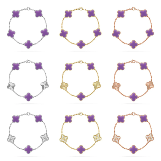 [Renovia Jewelry]CLOVER 5 MOTIF LIGHT PURPLE BRACELET COLLECTION