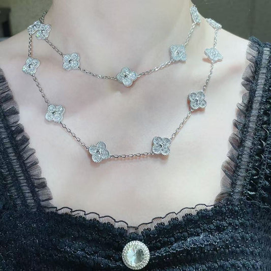 [Renovia Jewelry]CLOVER 20 MOTIFS FULL-DIAMOND NECKLACE