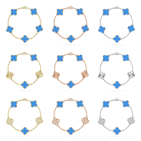 [Renovia Jewelry] CLOVER 5 MOTIF BLUE AGATE BRACELET COLLECTION