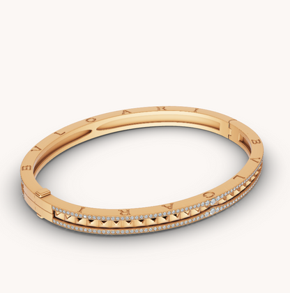 [Renovia Jewelry]ZERO 1 SPIRAL AND PAVED DIAMOND GOLD BRACELET
