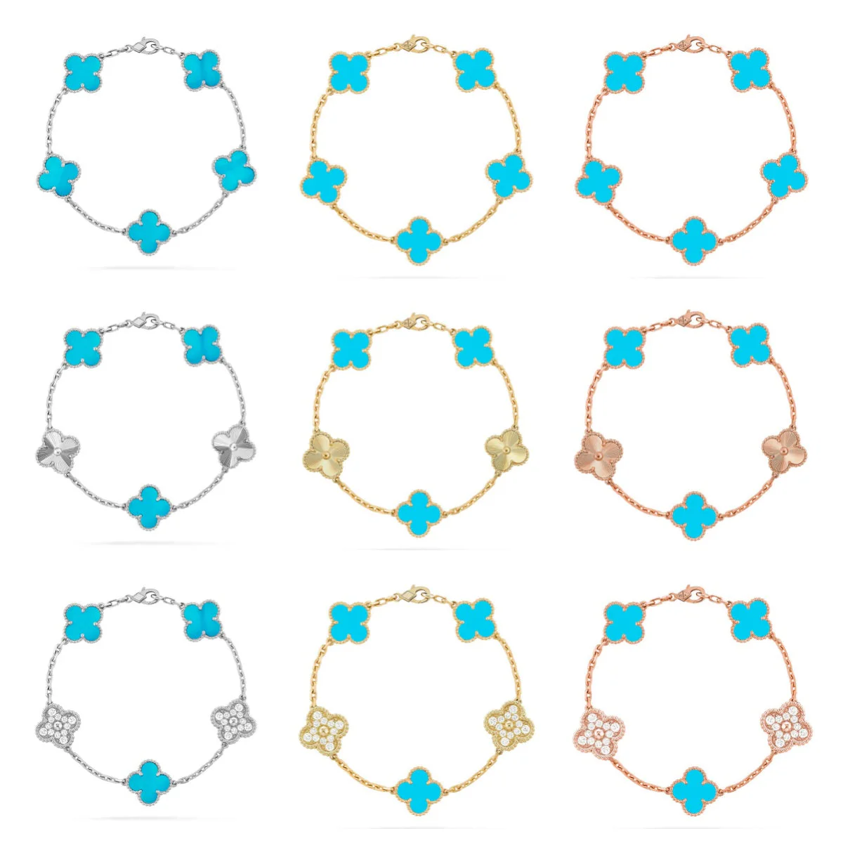 [Renovia Jewelry] CLOVER 5 MOTIF TURQUOISE BRACELET COLLECTION