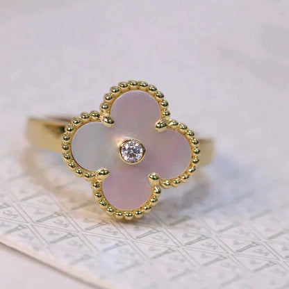 [Renovia Jewelry]CLOVER PINK MOP RING GOLD DIAMOND