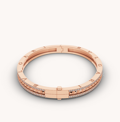 [Renovia Jewelry]ZERO 1 SPIRAL AND PAVED DIAMOND PINK GOLD BRACELET