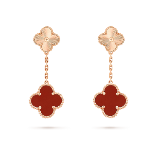 [Renovia Jewelry]CLOVER 2 MOTIF  LASER CARNELIAN EARRINGS