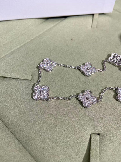 [Renovia Jewelry]CLOVER 10 MOTIFS  FULL DIAMOND NECKLACE