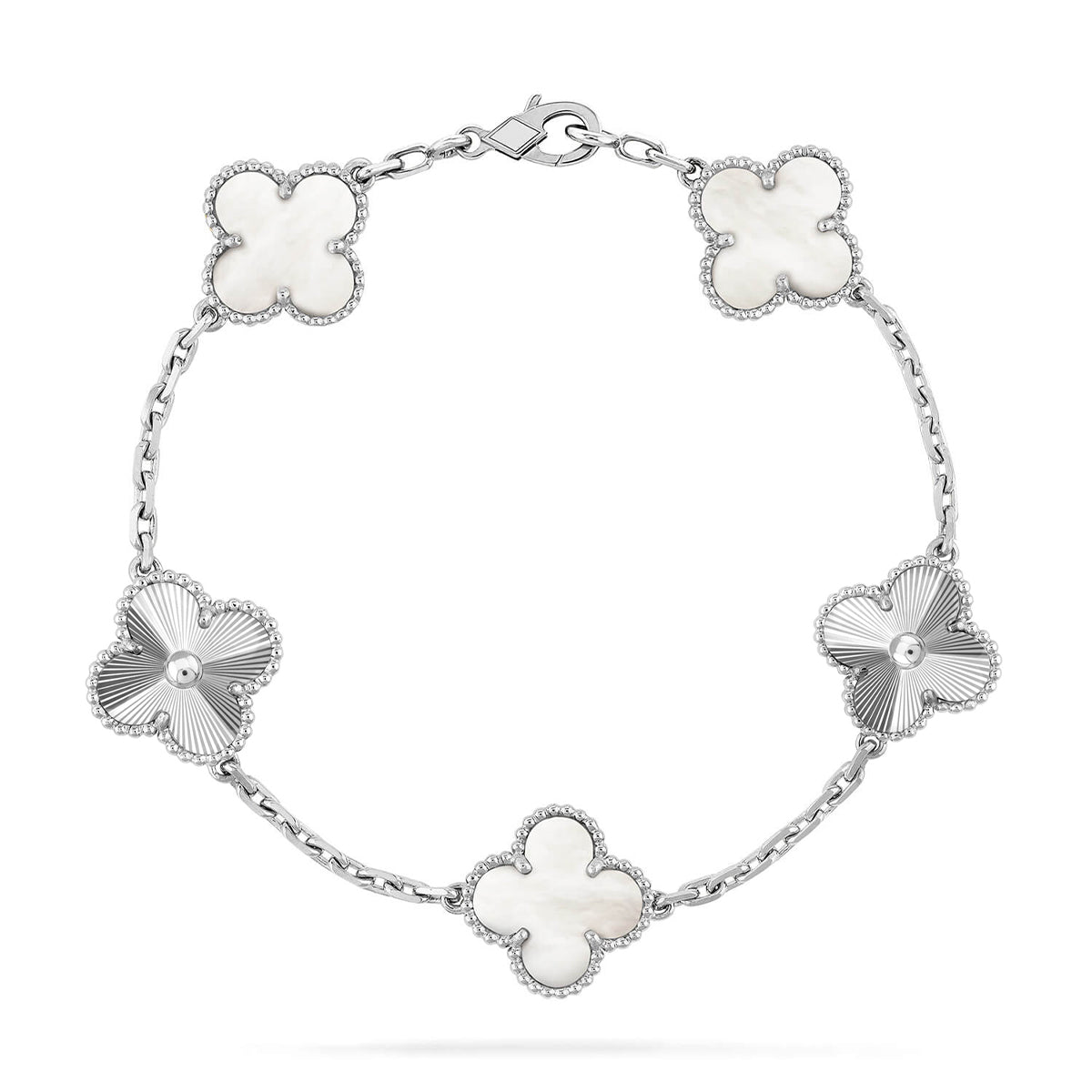 [Renovia Jewelry]CLOVER WHITE PEARL MOP 5 MOTIF BRACELET COLLECTION