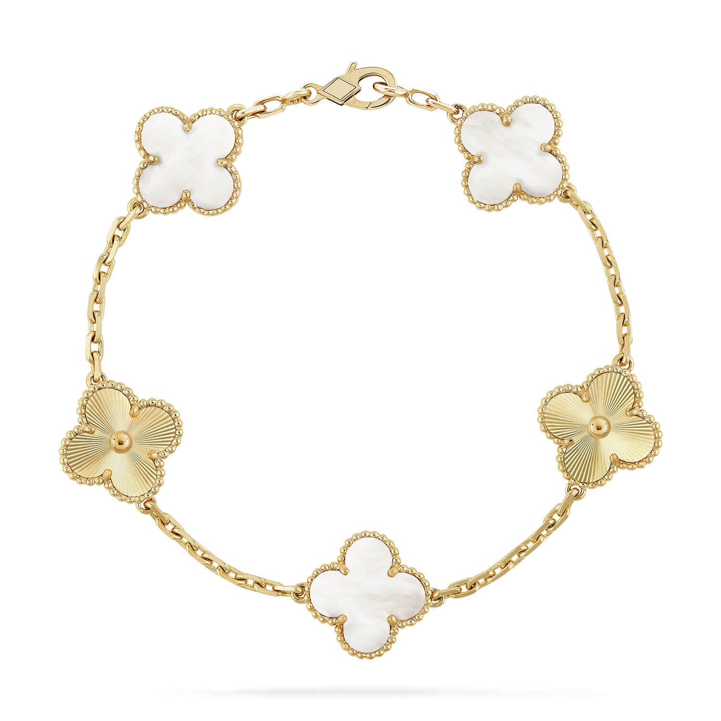 [Renovia Jewelry]CLOVER WHITE PEARL MOP 5 MOTIF BRACELET COLLECTION