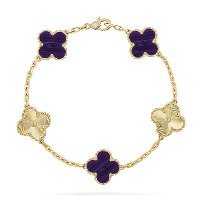 [Renovia Jewelry]CLOVER 5 MOTIF PURPLE STRIPES BRACELET COLLECTION