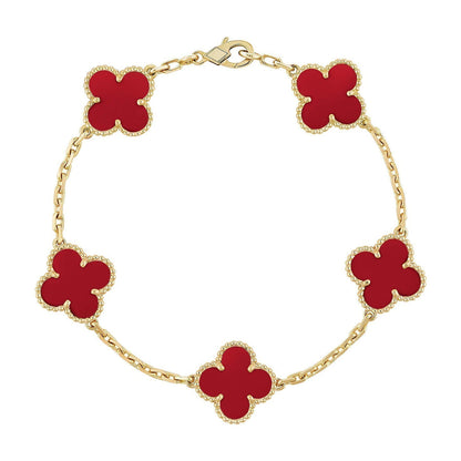 [Renovia Jewelry] CLOVER 5 MOTIF RED CORNELIAN BRACELET COLLECTION