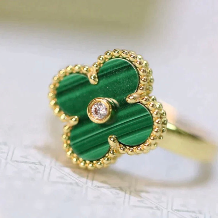 [Renovia Jewelry]CLOVER MALACHITE RING GOLD DIAMOND