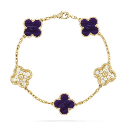 [Renovia Jewelry]CLOVER 5 MOTIF PURPLE STRIPES BRACELET COLLECTION