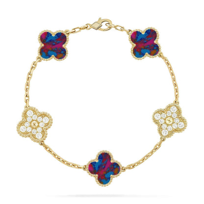 [Renovia Jewelry]CLOVER 5 MOTIF COLOR GEMSTONES BRACELET COLLECTION