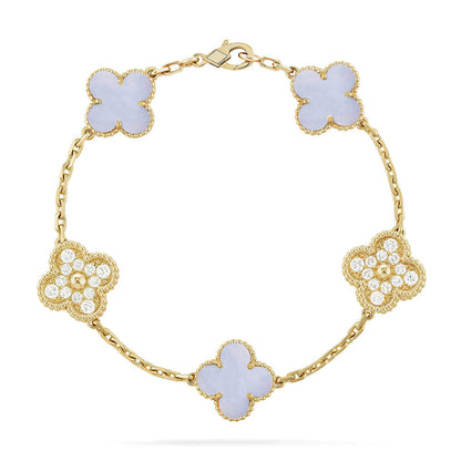 [Renovia Jewelry] CLOVER 5 MOTIF PURPLE CHALCEDONY BRACELET COLLECTION