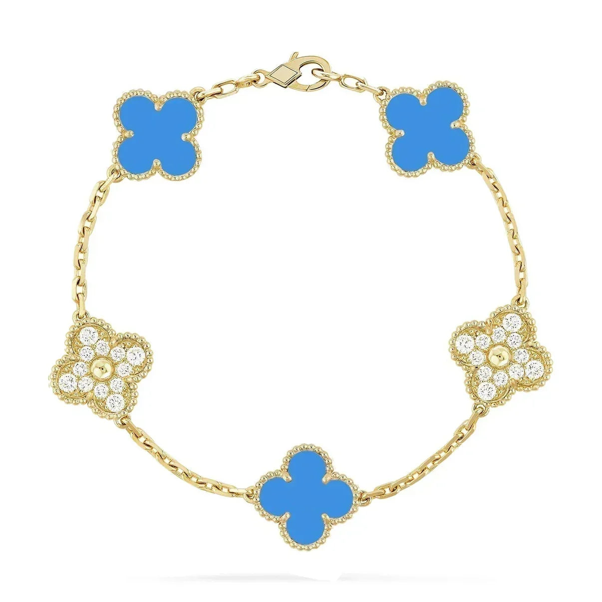 [Renovia Jewelry] CLOVER 5 MOTIF BLUE AGATE BRACELET COLLECTION