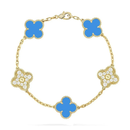 [Renovia Jewelry] CLOVER 5 MOTIF BLUE AGATE BRACELET COLLECTION