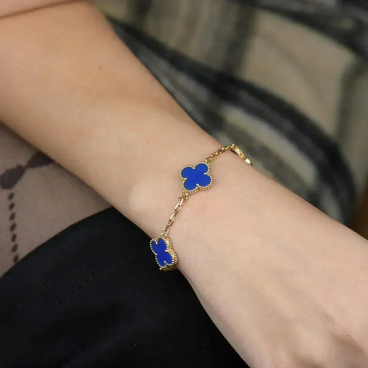 [Renovia Jewelry] CLOVER 5 MOTIF BLUE AGATE BRACELET COLLECTION