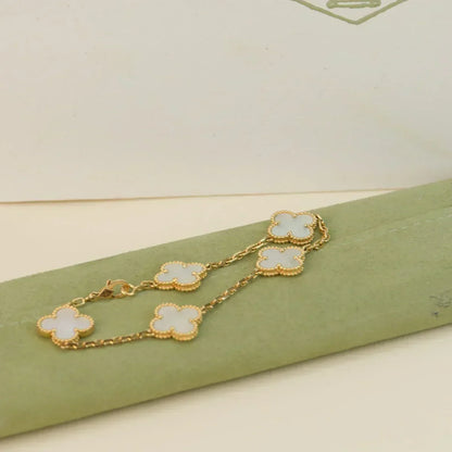 [Renovia Jewelry]CLOVER WHITE PEARL MOP 5 MOTIF BRACELET COLLECTION