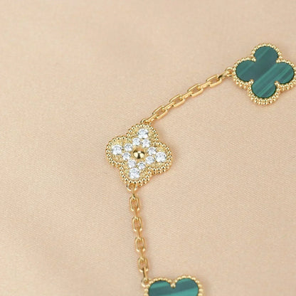 [Renovia Jewelry] CLOVER 5 MOTIF MALACHITE BRACELET COLLECTION