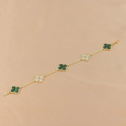 [Renovia Jewelry] CLOVER 5 MOTIF MALACHITE BRACELET COLLECTION