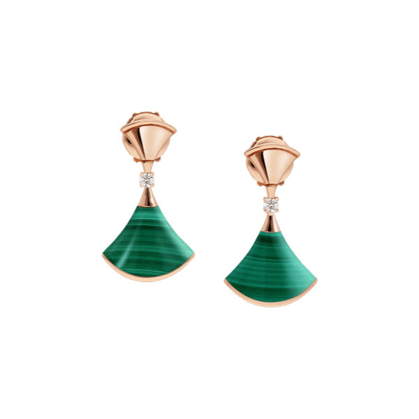 [Renovia Jewelry]DREAM MALACHITE PINK GOLD EARRINGS