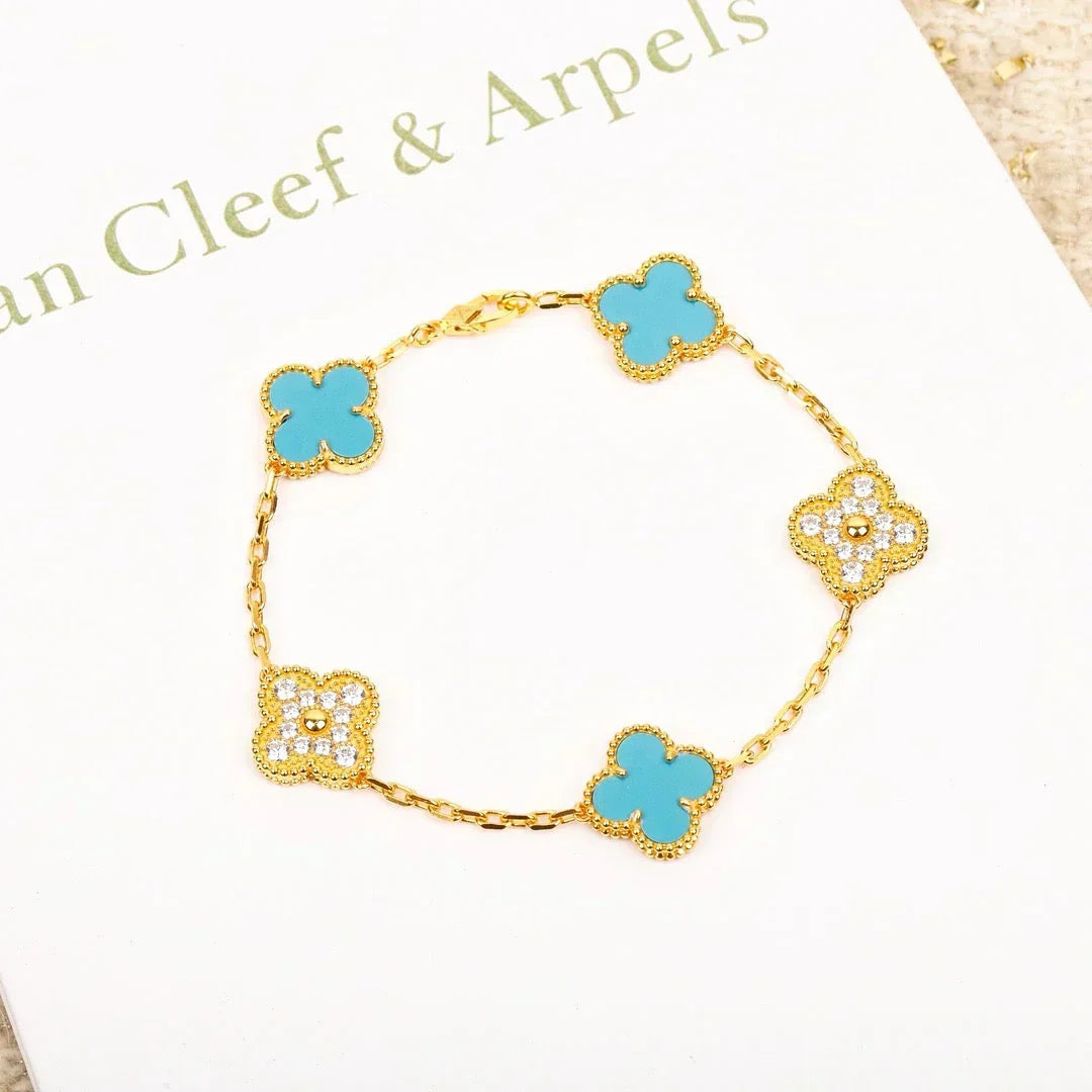 [Renovia Jewelry] CLOVER 5 MOTIF TURQUOISE BRACELET COLLECTION