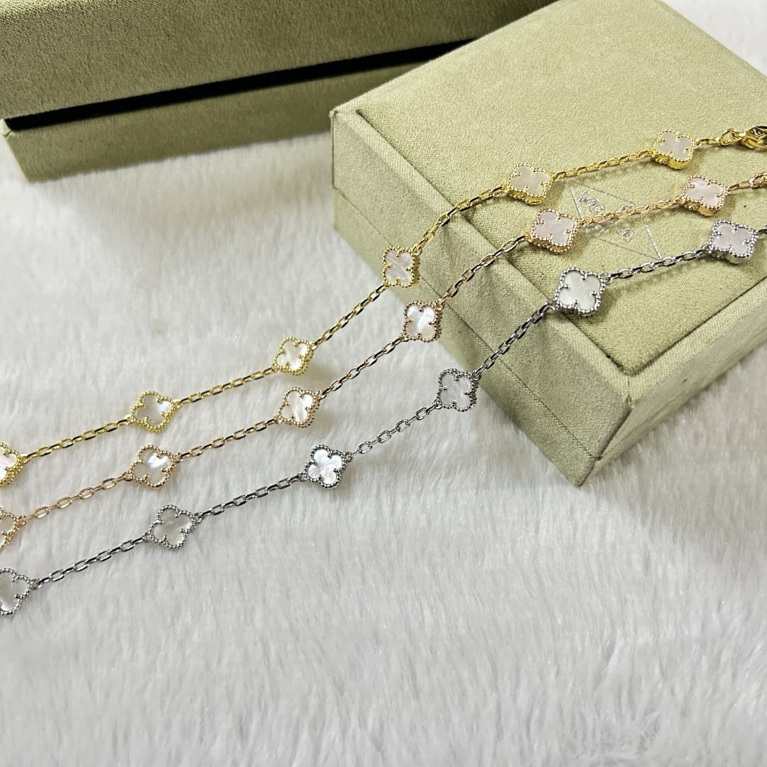 [Renovia Jewelry]CLOVER 6 MOTIF WHITE MOP BRACELET