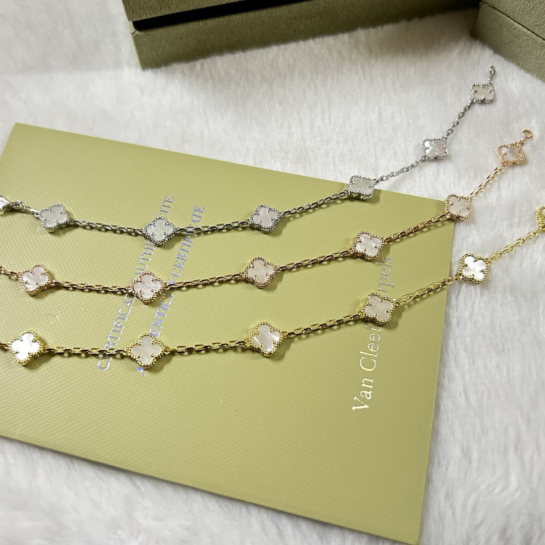 [Renovia Jewelry]CLOVER 6 MOTIF WHITE MOP BRACELET