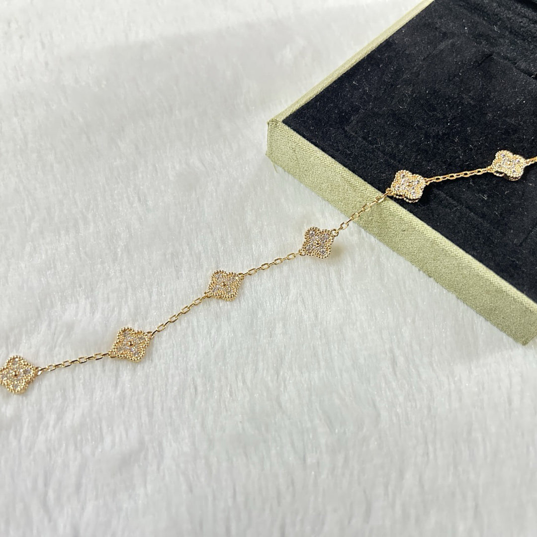 [Renovia Jewelry]CLOVER 6 MOTIF DIAMOND BRACELET