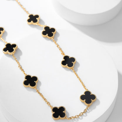 [Renovia Jewelry]CLOVER 10 MOTIFS ONYX NECKLACE