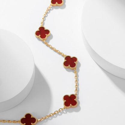 [Renovia Jewelry]CLOVER 10 MOTIFS CARNELIAN NECKLACE