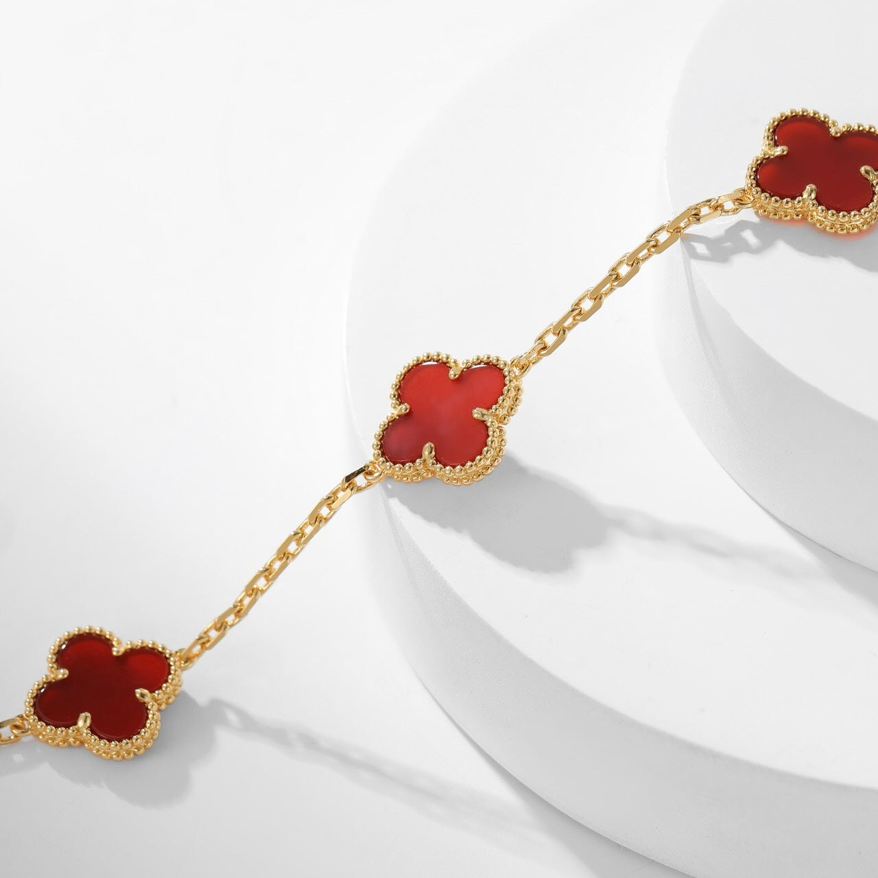 [Renovia Jewelry]CLOVER 10 MOTIFS CARNELIAN NECKLACE