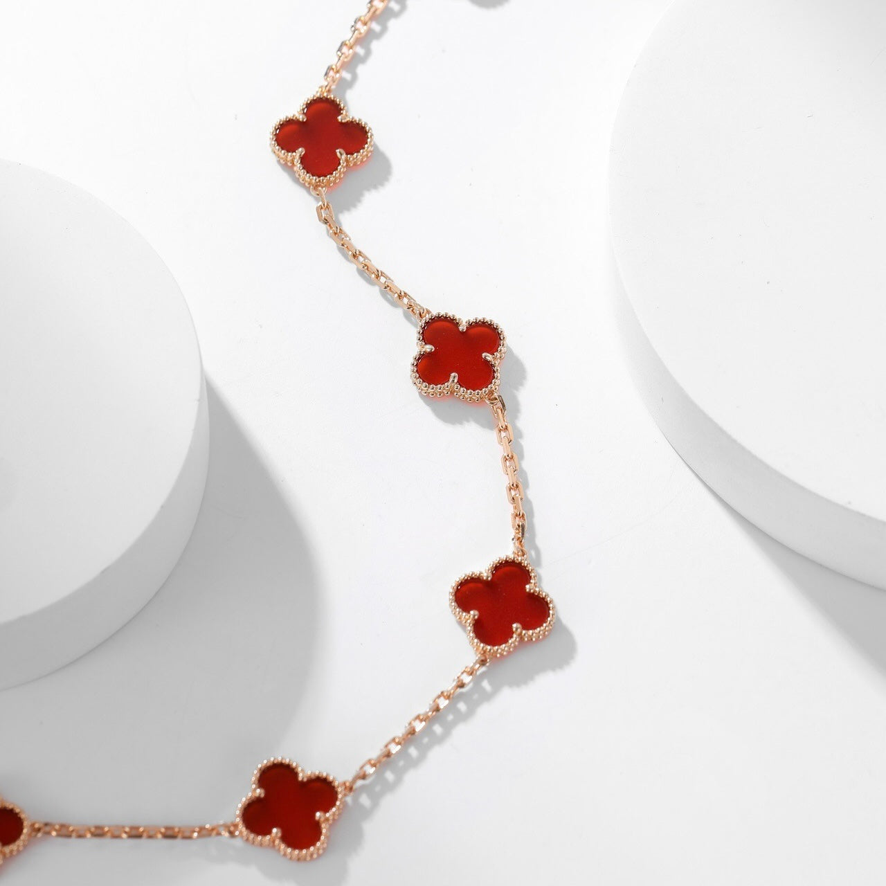 [Renovia Jewelry]CLOVER 10 MOTIFS CARNELIAN NECKLACE