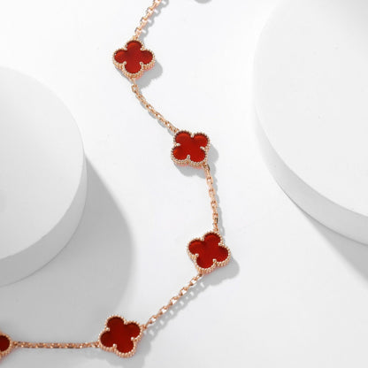 [Renovia Jewelry]CLOVER 10 MOTIFS CARNELIAN NECKLACE