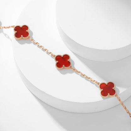 [Renovia Jewelry]CLOVER 10 MOTIFS CARNELIAN NECKLACE