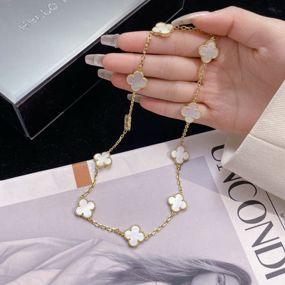 [Renovia Jewelry]CLOVER 10 MOTIFS WHITE MOTHER OF PEARL NECKLACE