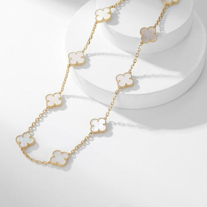 [Renovia Jewelry]CLOVER 10 MOTIFS WHITE MOTHER OF PEARL NECKLACE