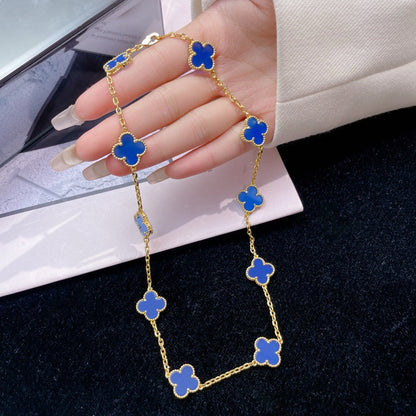 [Renovia Jewelry]CLOVER 10 MOTIFS BLUE AGATE NECKLACE