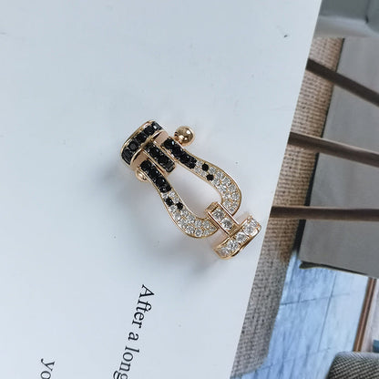 [Renovia Jewelry]FORCE LARGE HORSESHOE BLACK WHITE DIAMOND BRACELET ROSE GOLD