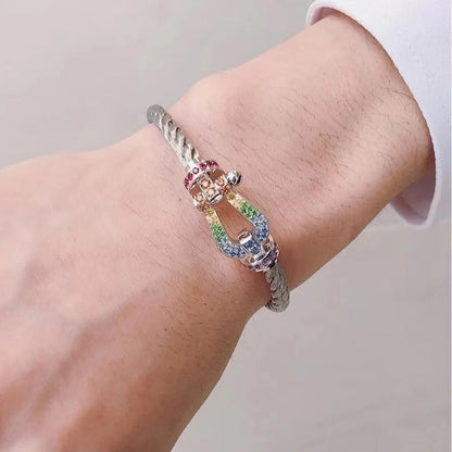 [Renovia Jewelry]FORCE LARGE HORSESHOE  COLORED DIAMOND BRACELET ROSE GOLD