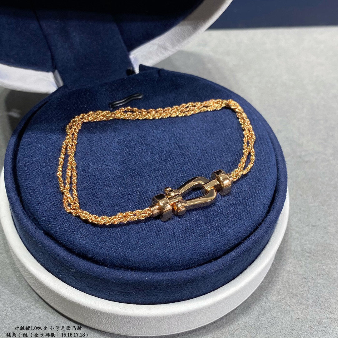 [Renovia Jewelry]FORCE SMALL HORSESHOE  DIAMOND CHAIN ROPE BRACELET